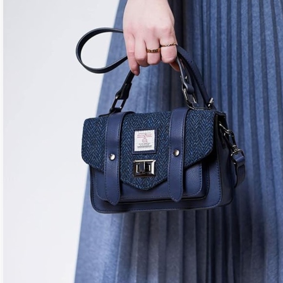 Islander Harris Tweed Navy  Mini Satchel - Picture 1 of 7